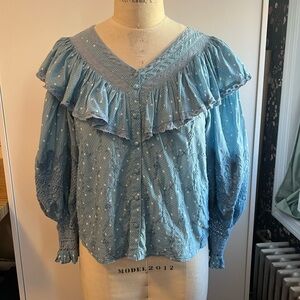 LoveShackFancy Blue Bunnie Blouse